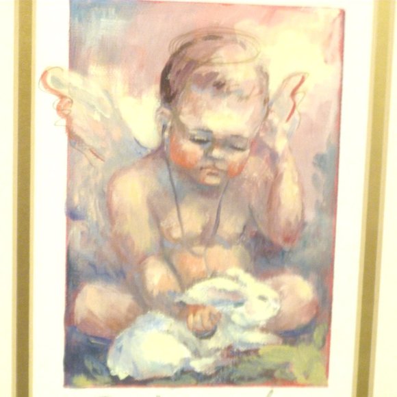 Framed Art Print "The Doctor" Cherub Angel Doctor & Rabbit: K. Galleher Virginia - Picture 4 of 11
